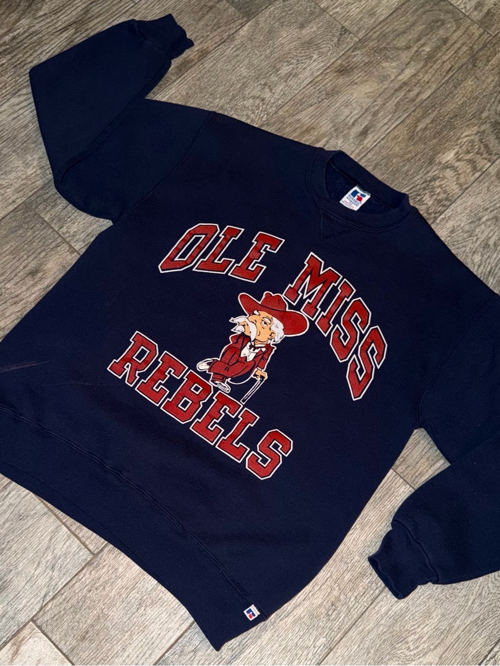 Vintage 90s Ole Miss Colonel Reb Russell Athletic Sweatshirt XL USA